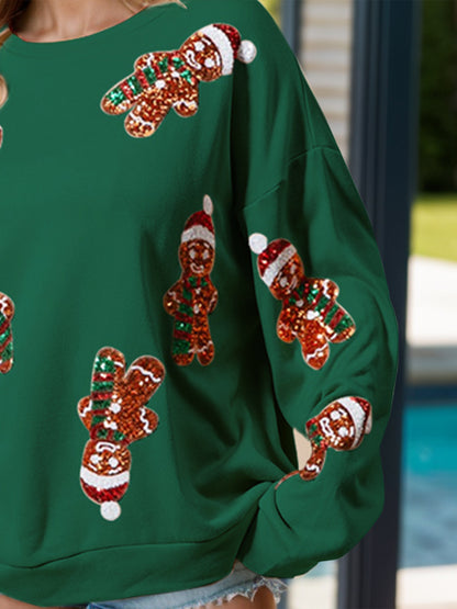 Sequin Gingerbread Man Long Sleeve Sweatshirt