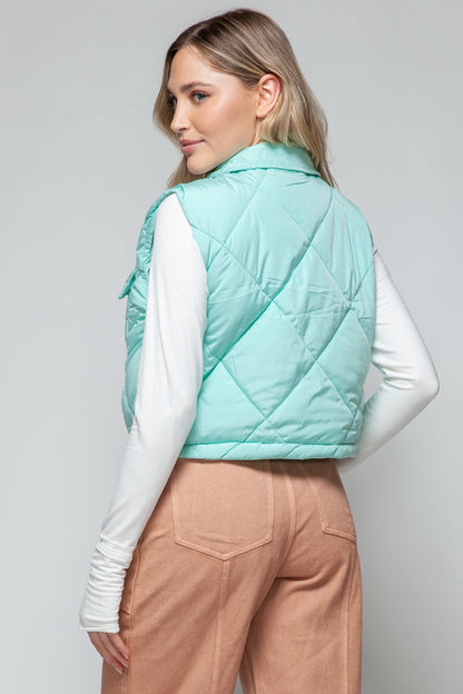 Snobbish Snap Down Quilted Crop Vest