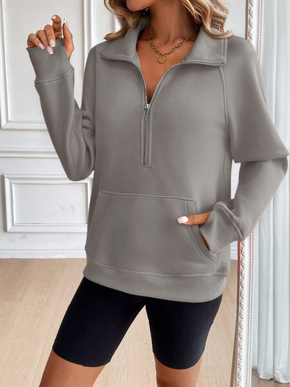 Ivy Lane Half Zip Raglan Sleeve Sweatshirt