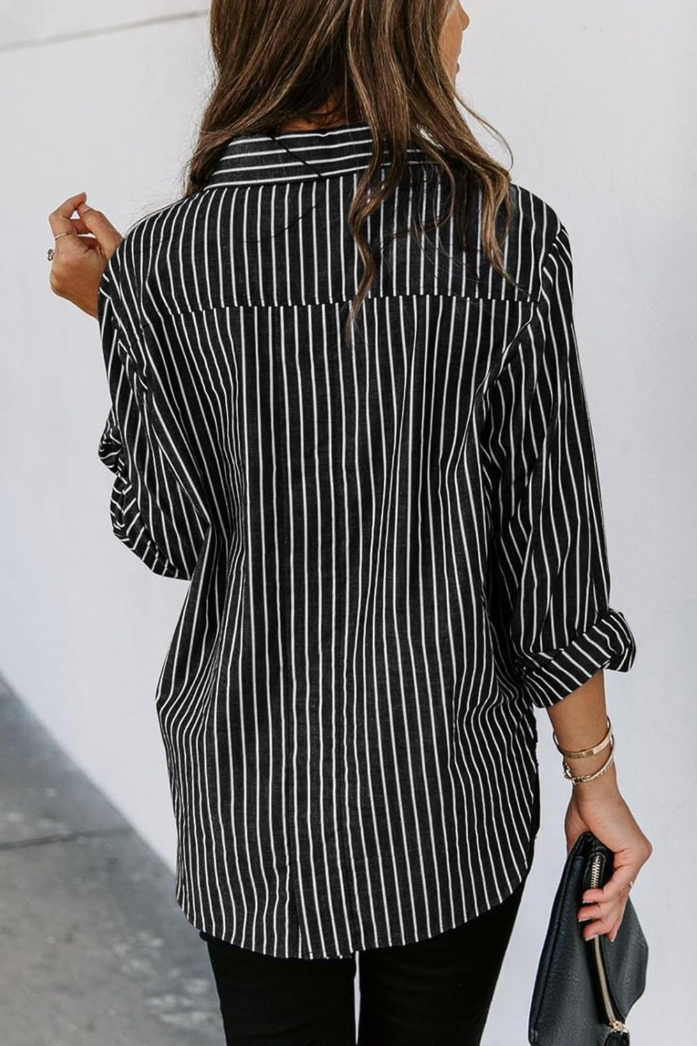 Striped Button Up Long Sleeve Shirt