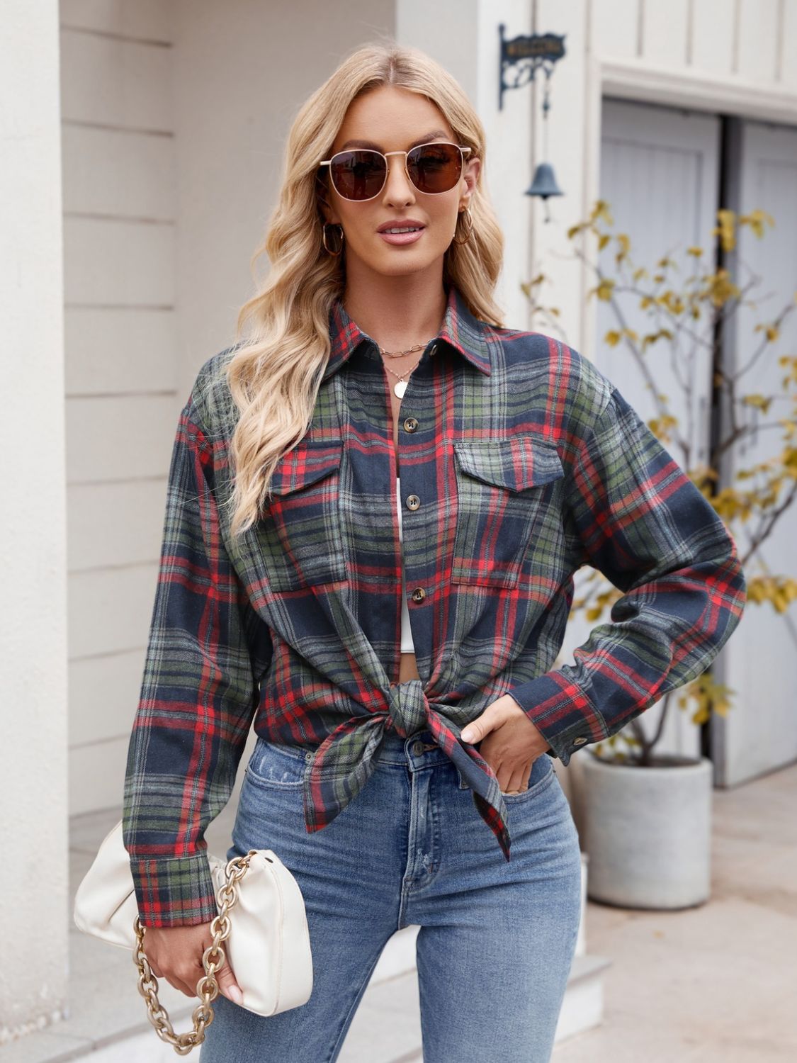 Plaid Button Up Long Sleeve Shirt