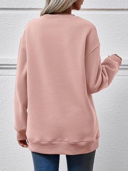 Graphic Round Neck Dropped Shoulder Sweatshirt